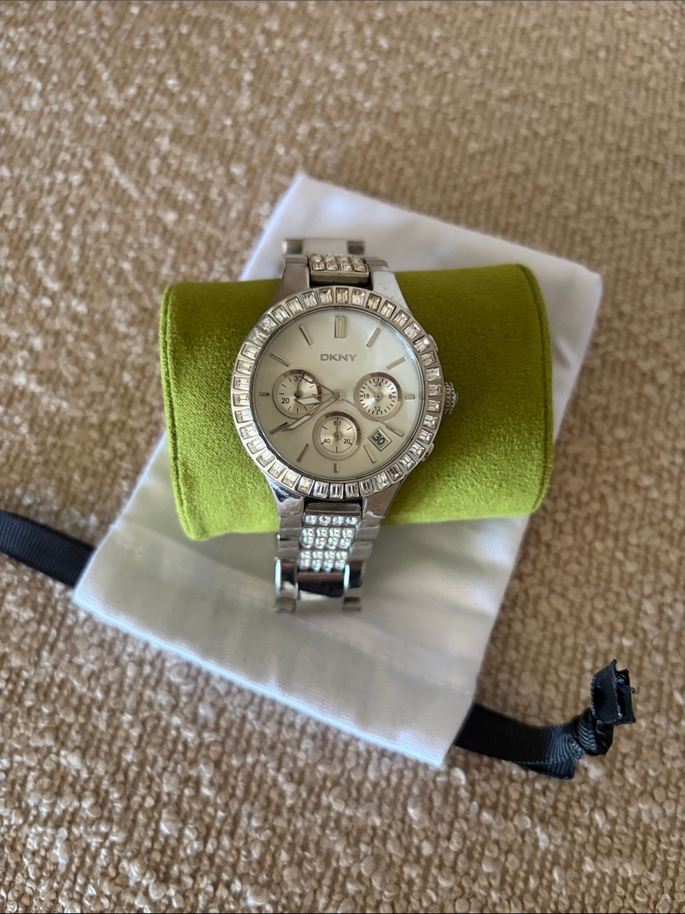 DKNY Silver Crystal-Trim Quartz Bracelet Watch